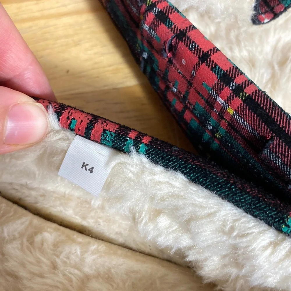 J Crew Crewcuts Stewart Tartan Moccasin Slippers size 4 leather upper‎ holiday